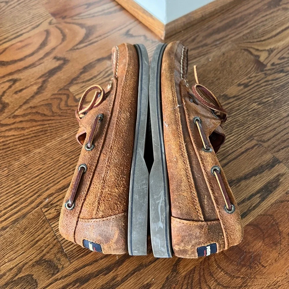 Vintage Polo Sport Ralph Lauren Mens Brown Suede Boat Shoes MA3614 Size 9.5 D